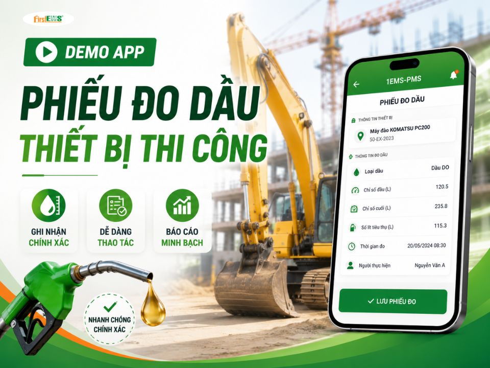 Demo phiếu đo dầu thiết bị thi công