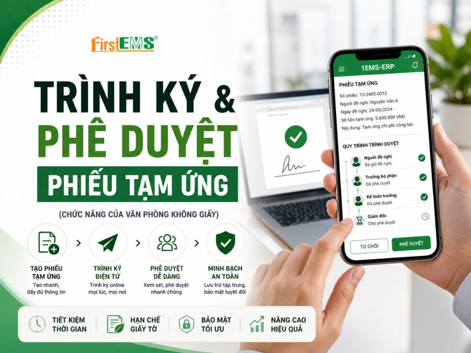 Demo trình ký và phê duyệt phiếu tạm ứng