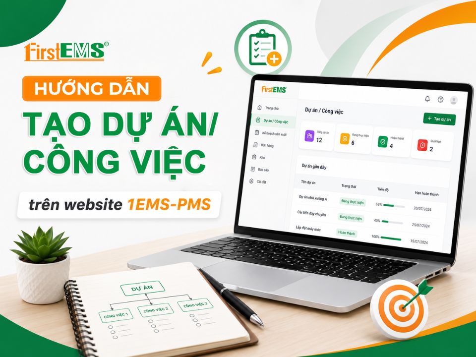 Video hướng dẫn tạo Dự án / Công việc trên website 1EMS-PMS